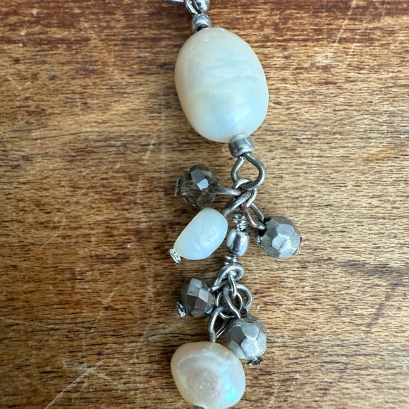 Silver Tone and Freshwater Pearl Dangle Earrings - Picture 7 of 10